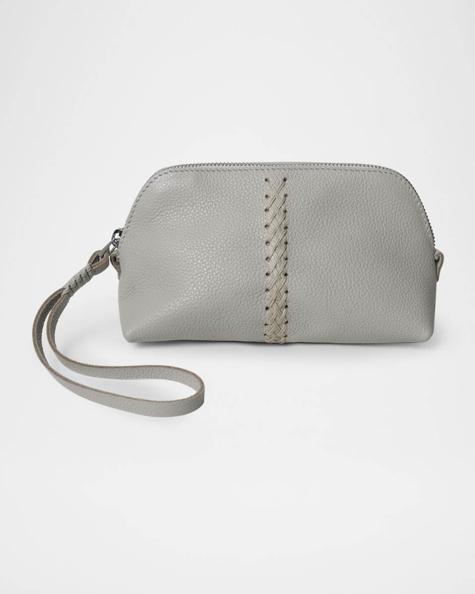 Zip Grained Leather Wristlet